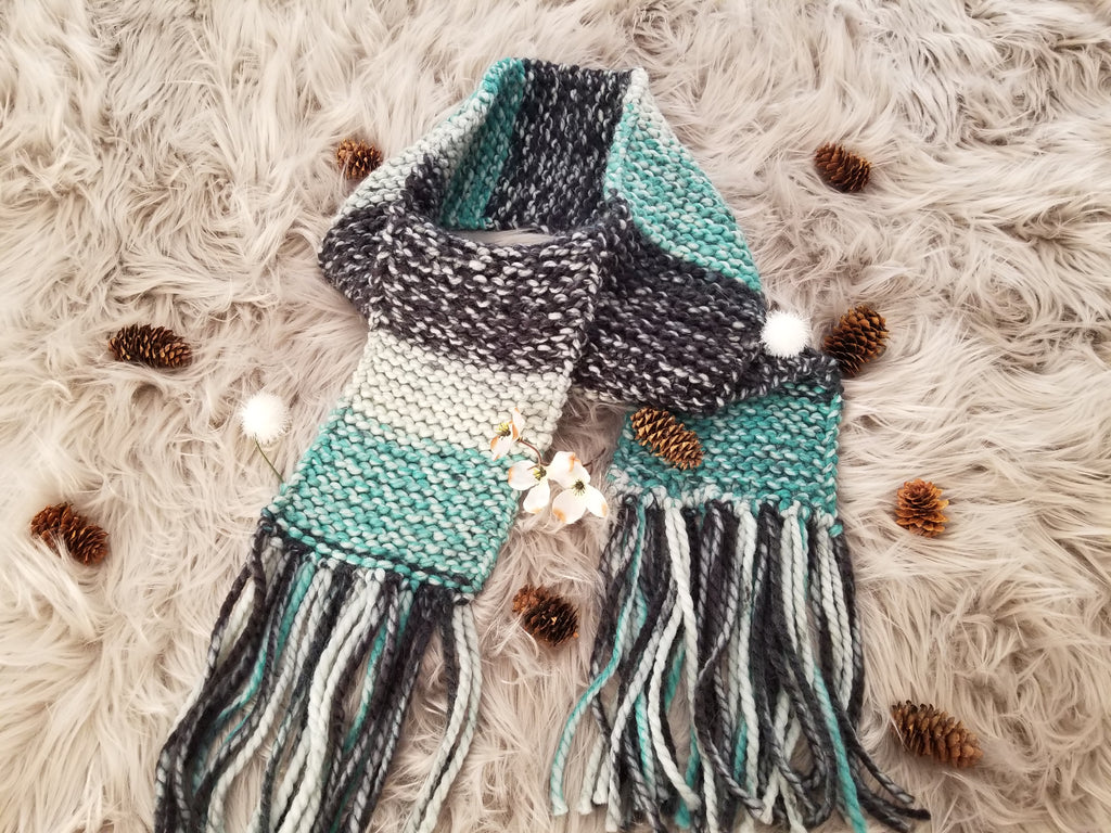 Blue and Gray Multi-colored Scarf