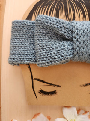 Jeweled Graphite Blue Bowtie Headband
