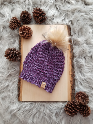 Perfectly Purple Crochet Knit Beanie